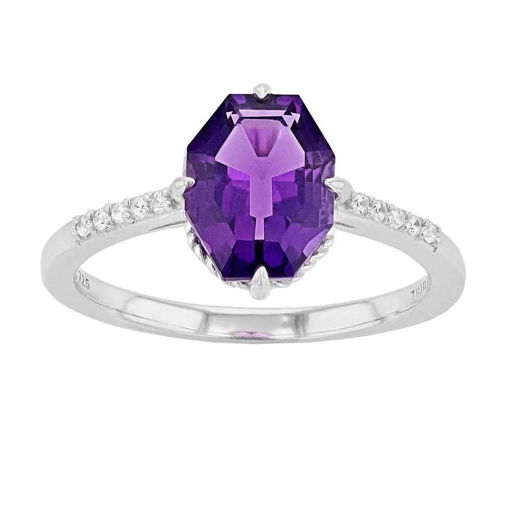 SIRI USA by TJM Sterling Silver Lab-Created Amethyst & Cubic Zirconia Statement Ring, Women's, Size: 6 Product Image