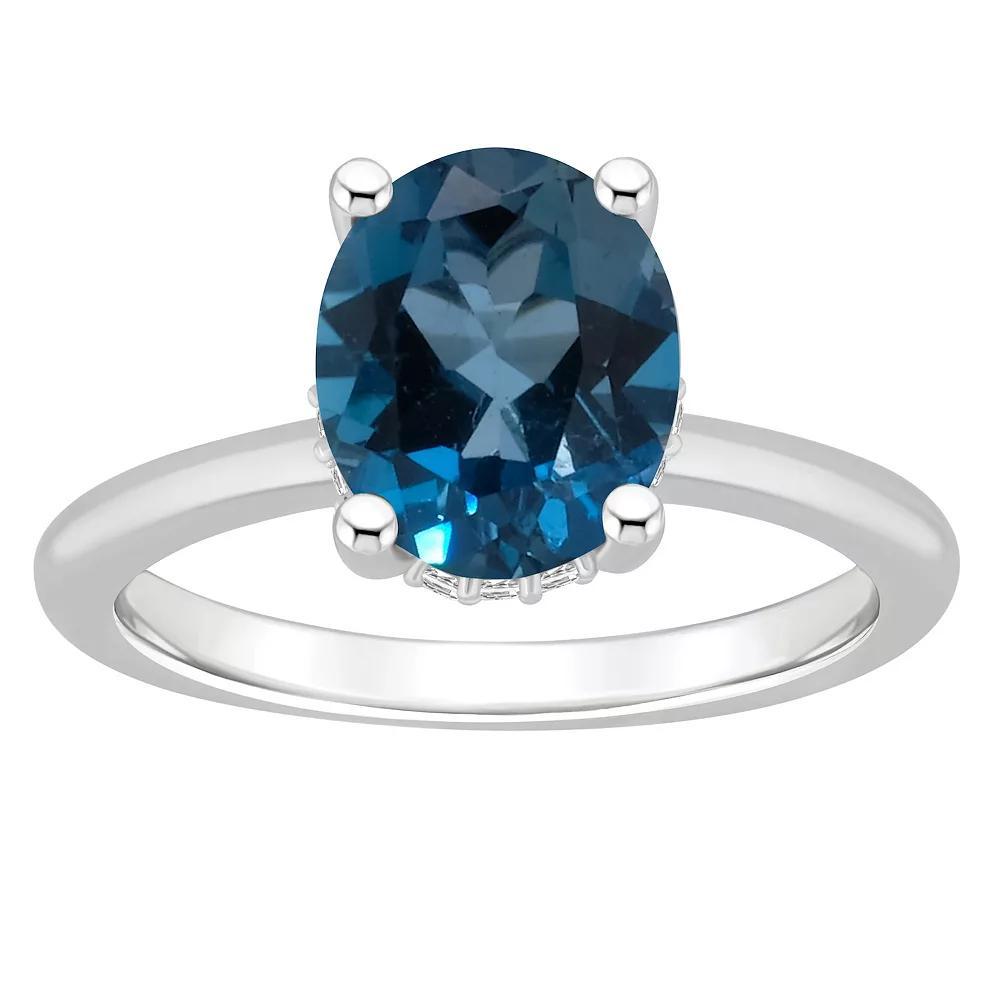 Alyson Layne Sterling Silver 10 mm x 8 mm Oval Gemstone & Diamond Accent Ring, Women's, Size: 6, London Blue Topaz Product Image