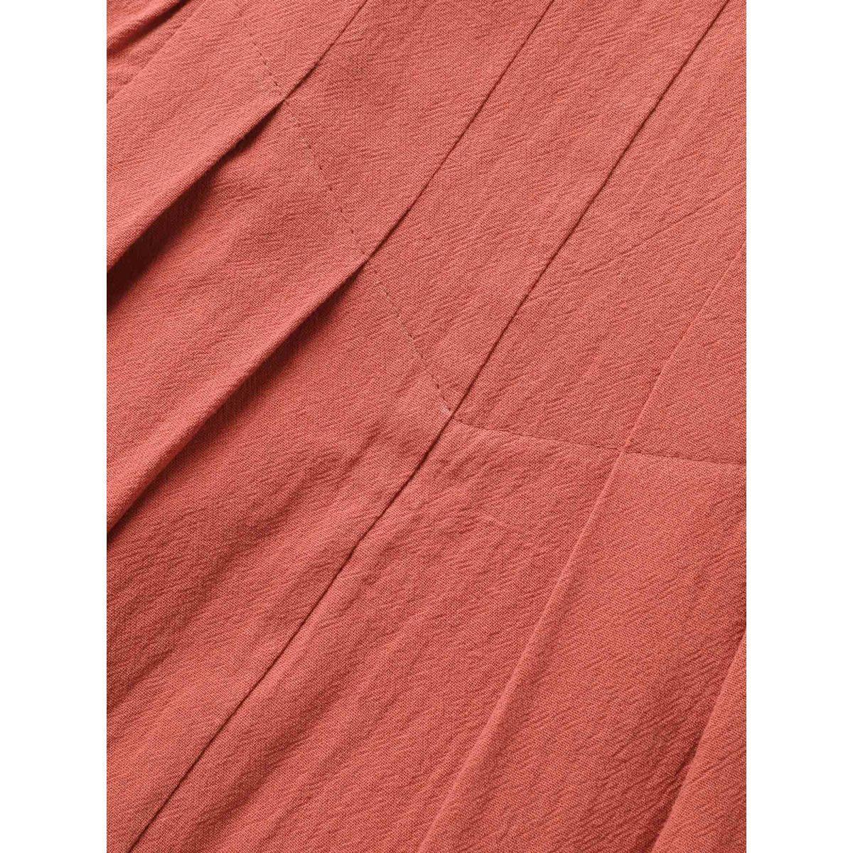 Plus Size Solid Pleated Hem Pocket Tie Shoulder Overall Dress Rust Women Casual Pleated Spaghetti Strap Sleeveless Curvy Knee Dress BloomChic 10/M Product Image