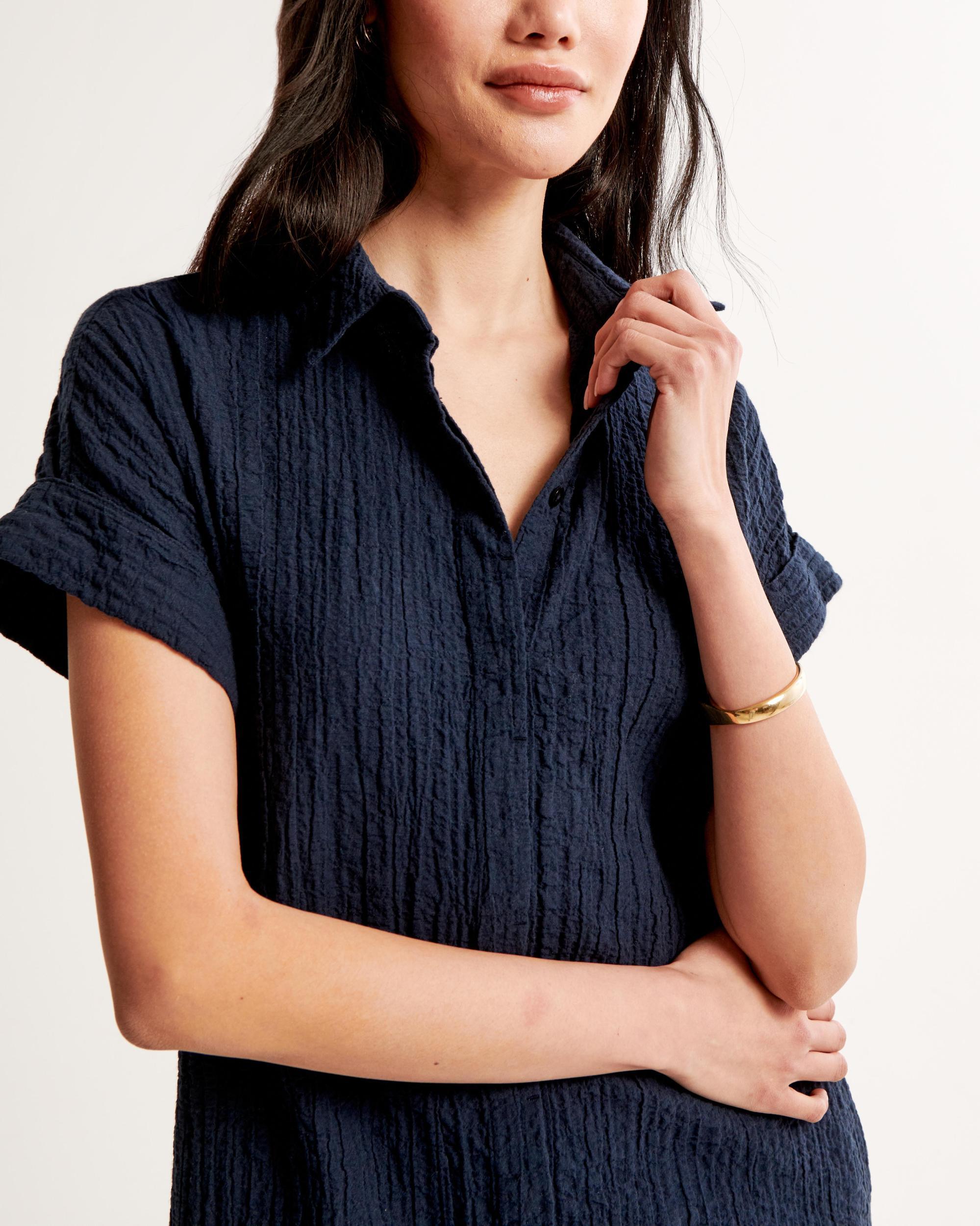 Textured Button-Through Shirt Dress Product Image