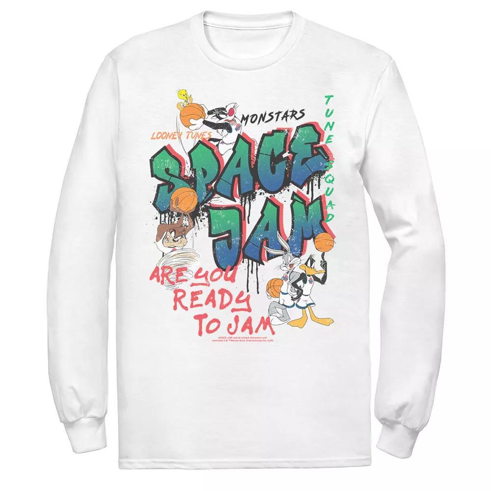 Men's Looney Tunes Space Jam Are You Ready To Jam Graffiti Tee, Size: Medium, White Product Image