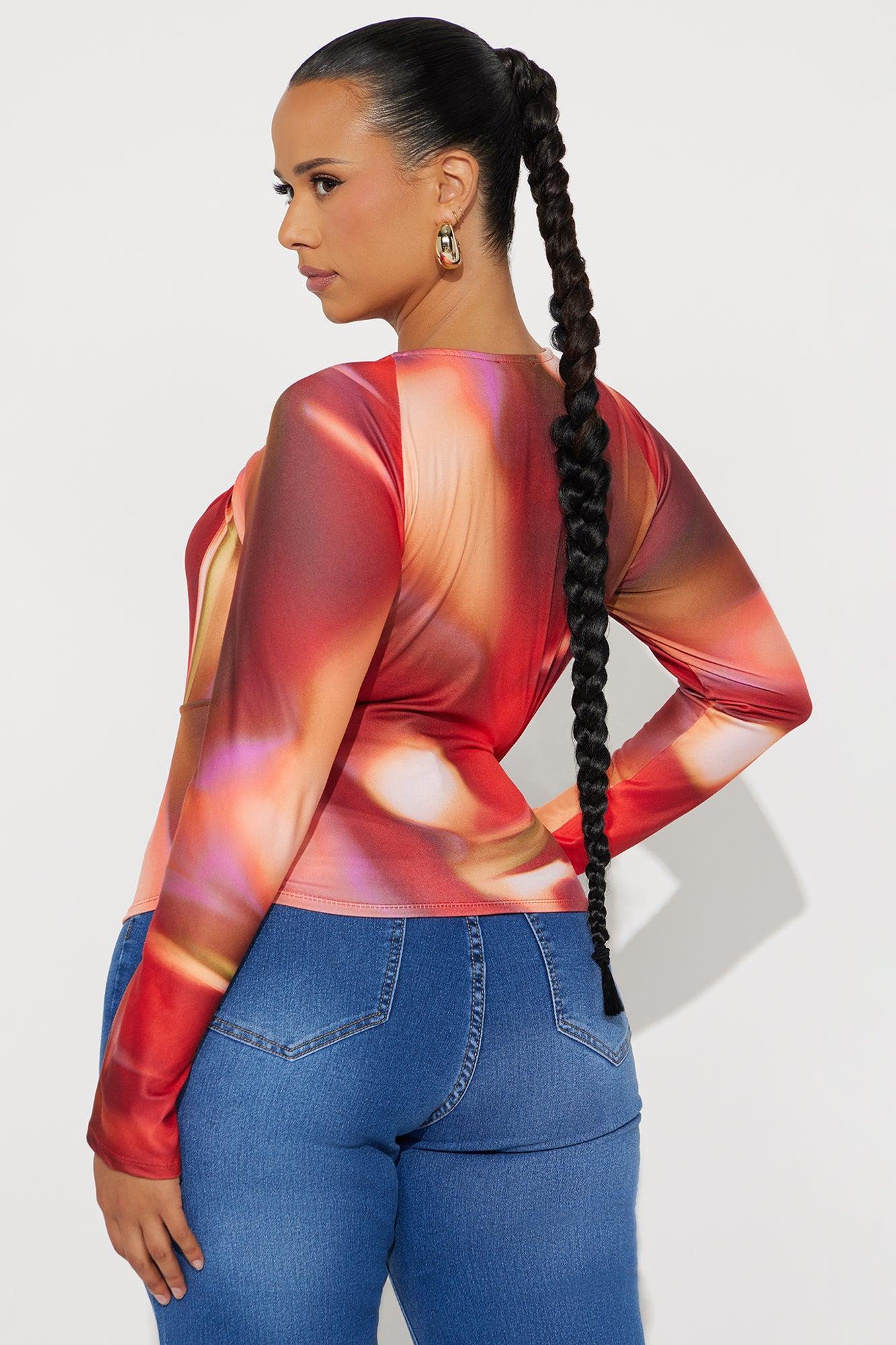 Quick Mix Long Sleeve Cut Out Top - Multi Color Female Product Image