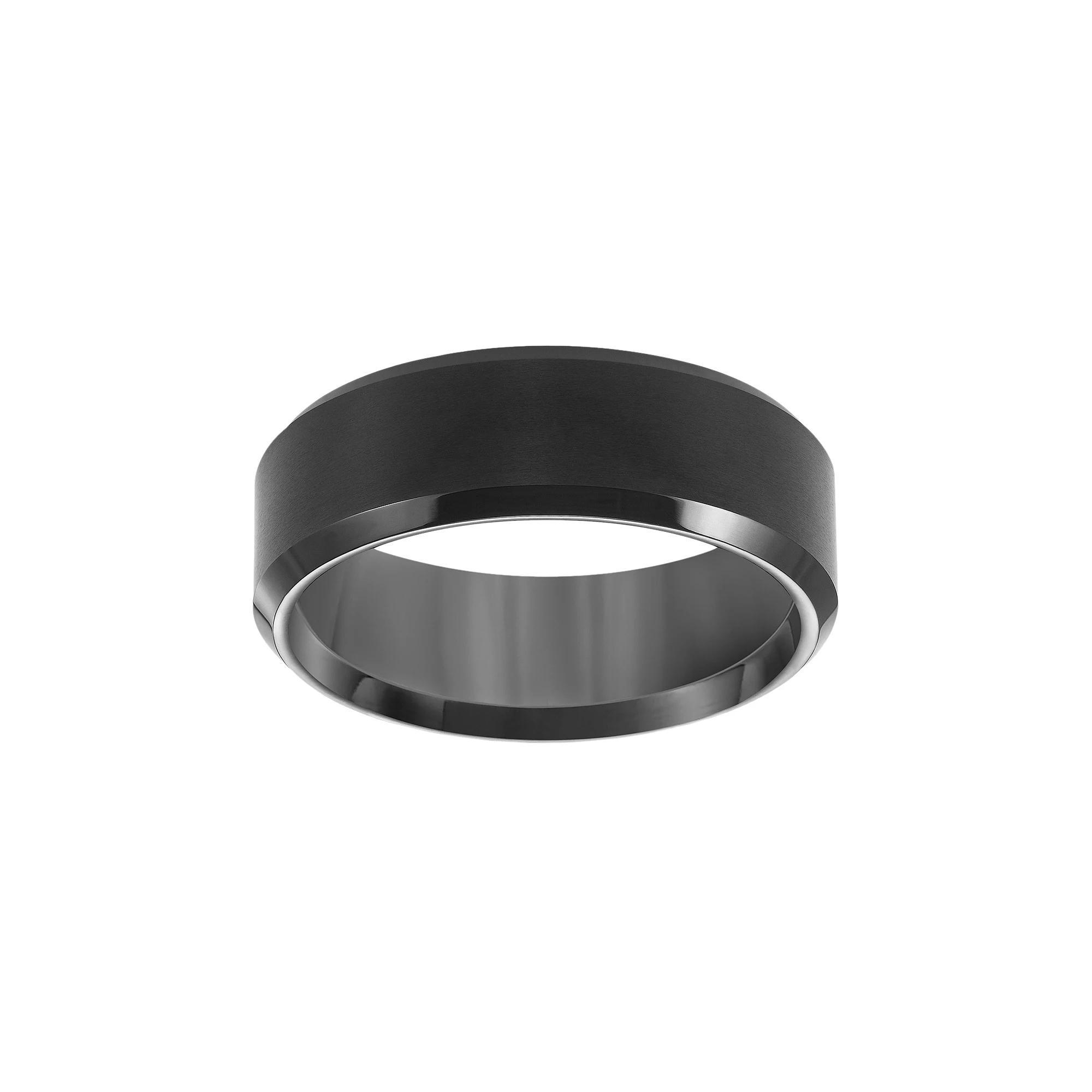 AXL Black Ion-Plated Tungsten Beveled Men's Wedding Band, Size: 13, Grey Product Image