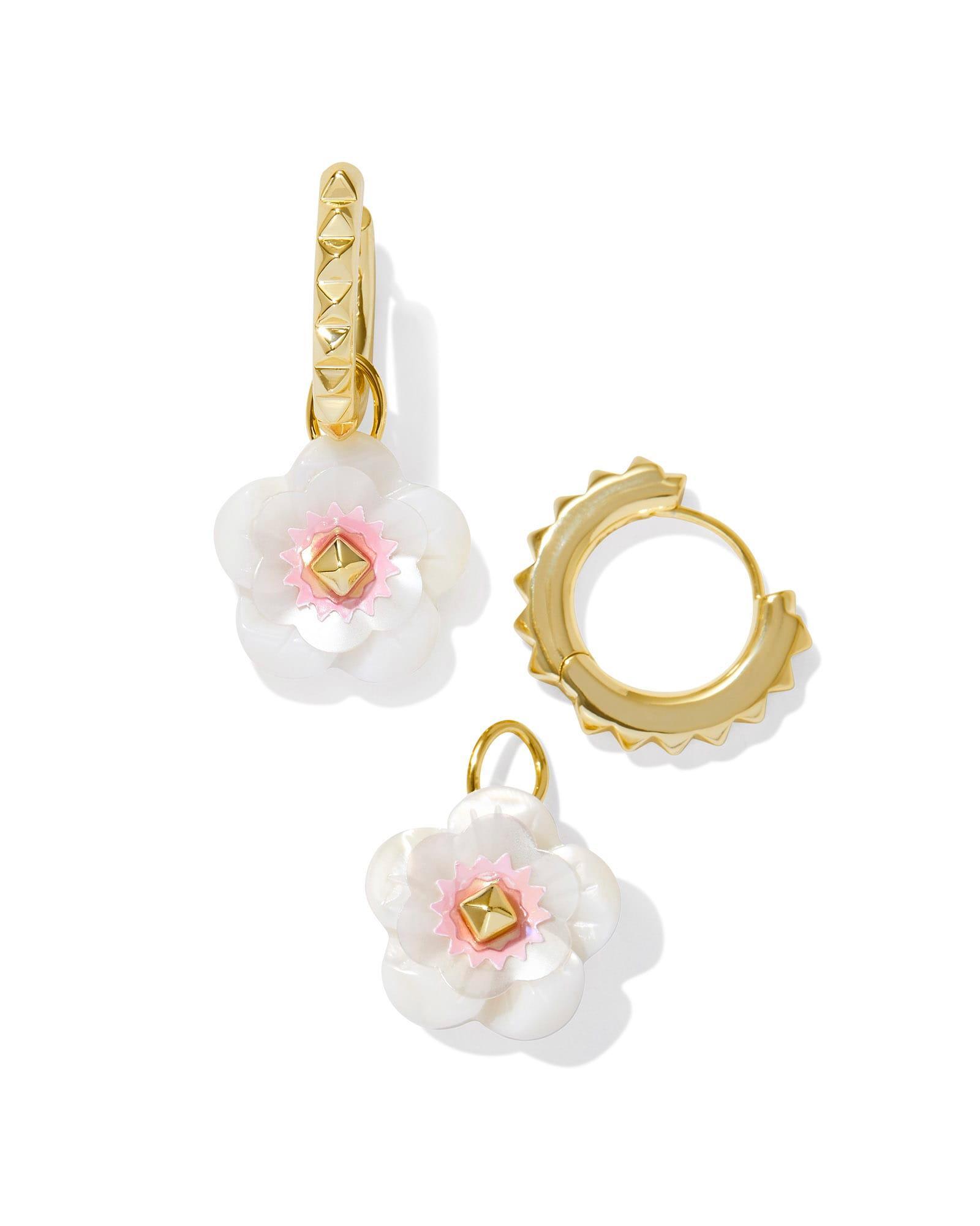 Daphne Gold Stud Earrings in Light Pink Iridescent Abalone Product Image