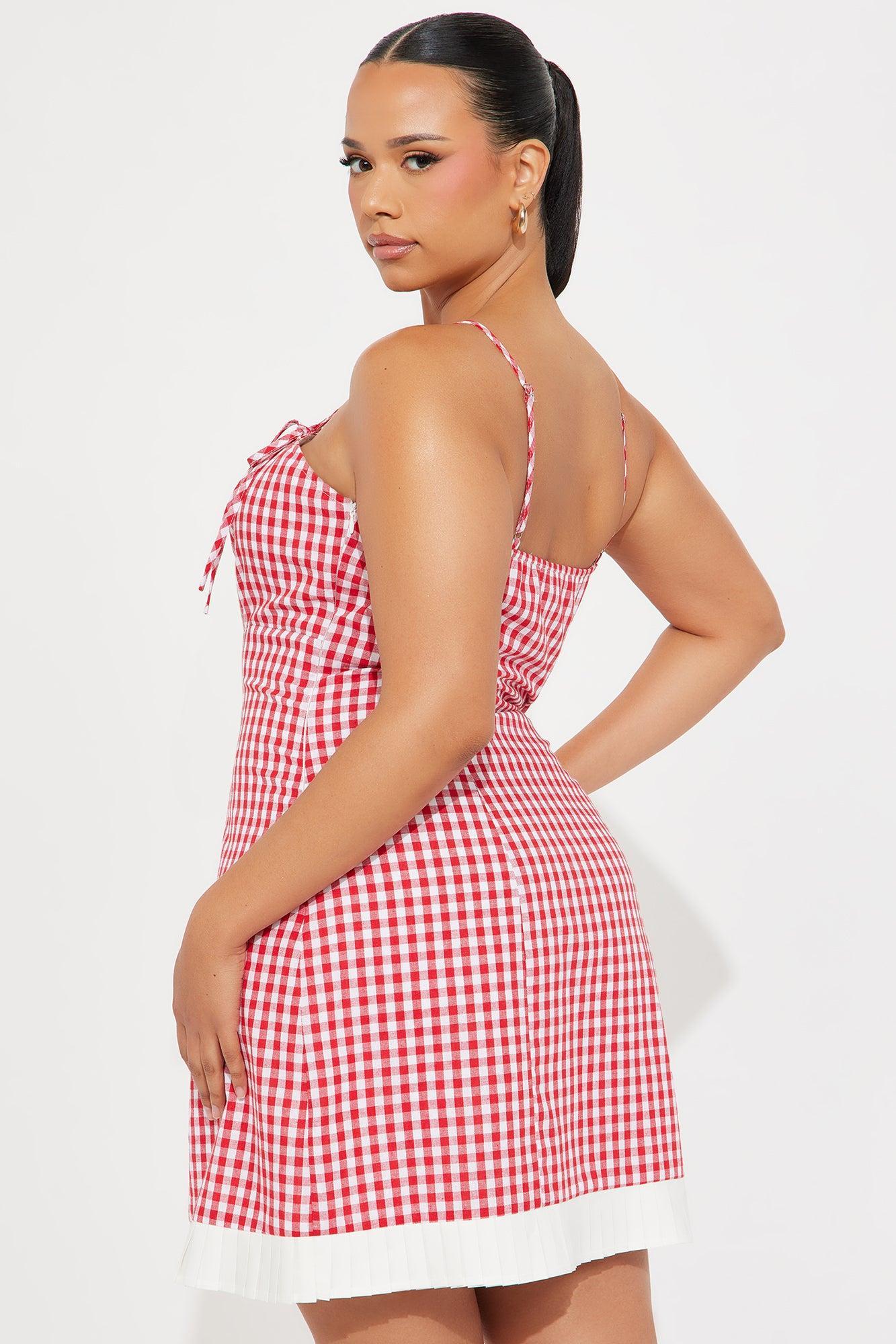 Gabby Gingham Mini Dress - Red/combo Product Image