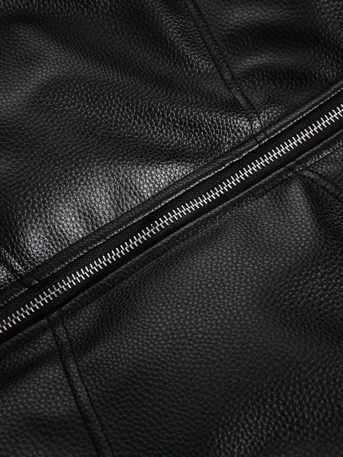Aelfric Eden Solid High Collar Faux Leather Coat Product Image