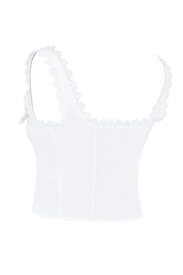 Amber White Lace Trim Top Product Image