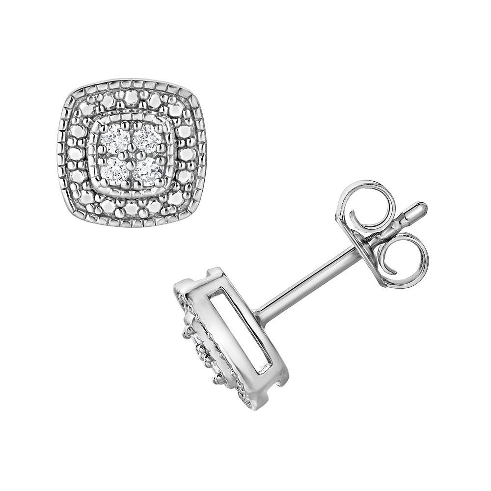 Diamond Brilliance 1/10 Carat T.W. Lab-Grown Diamond Square Stud Earrings, Women's, Silver Tone Product Image