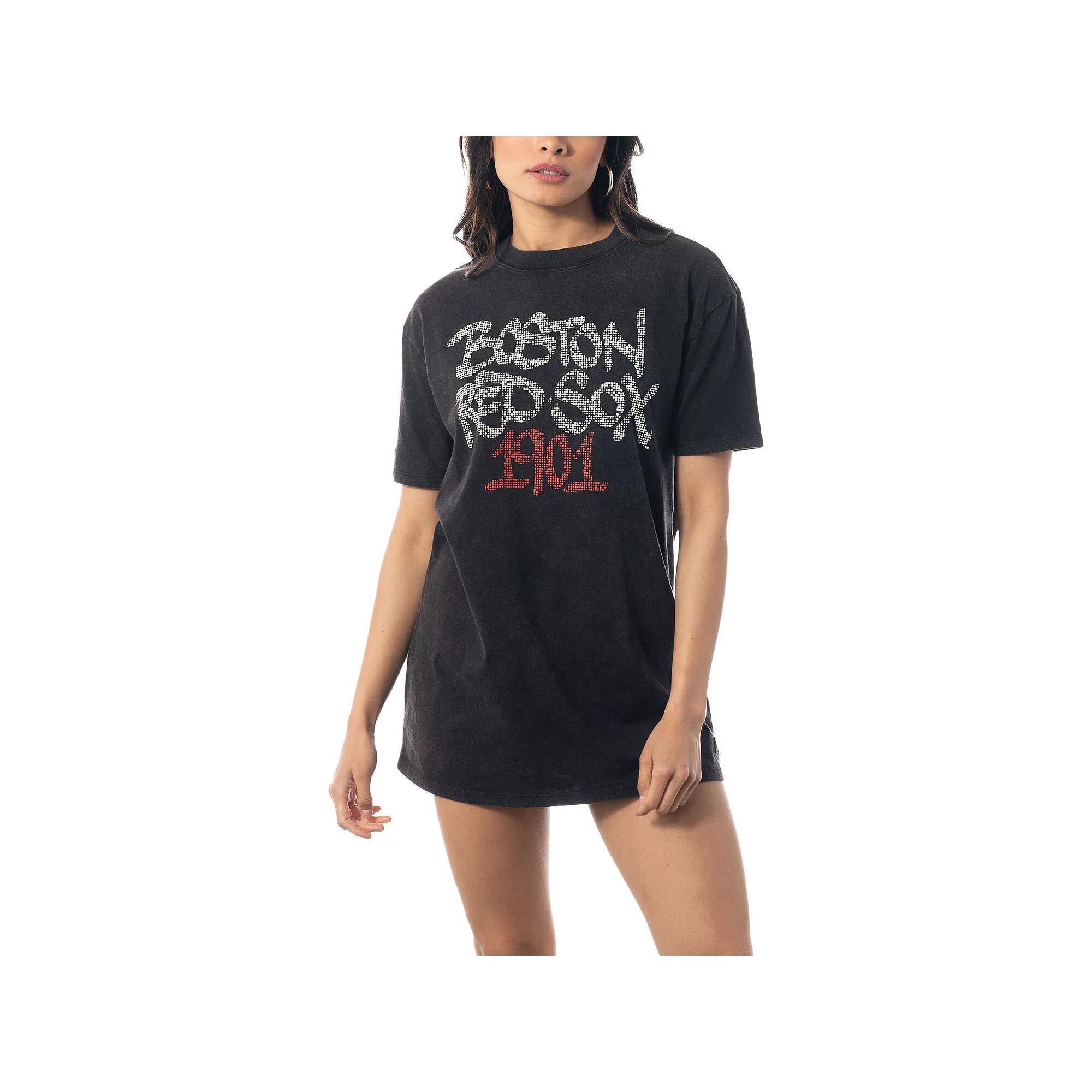 Women's The Wild Collective Black Boston Red Sox T-Shirt Dress, Size: Large Product Image