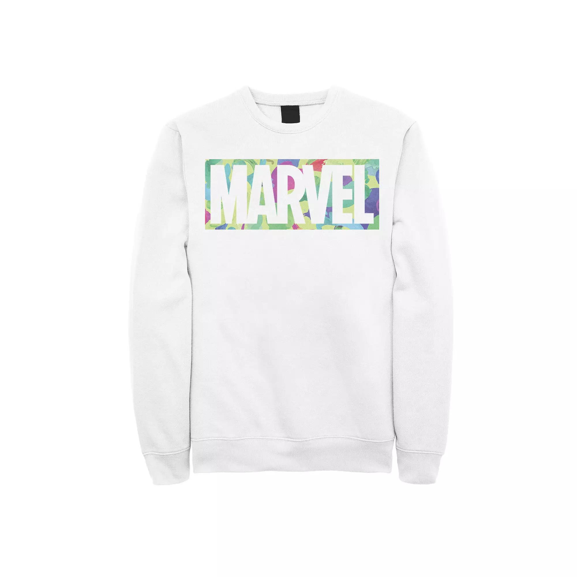Men's Marvel Colorful Logo Sweatshirt, Size: XXL, White Product Image