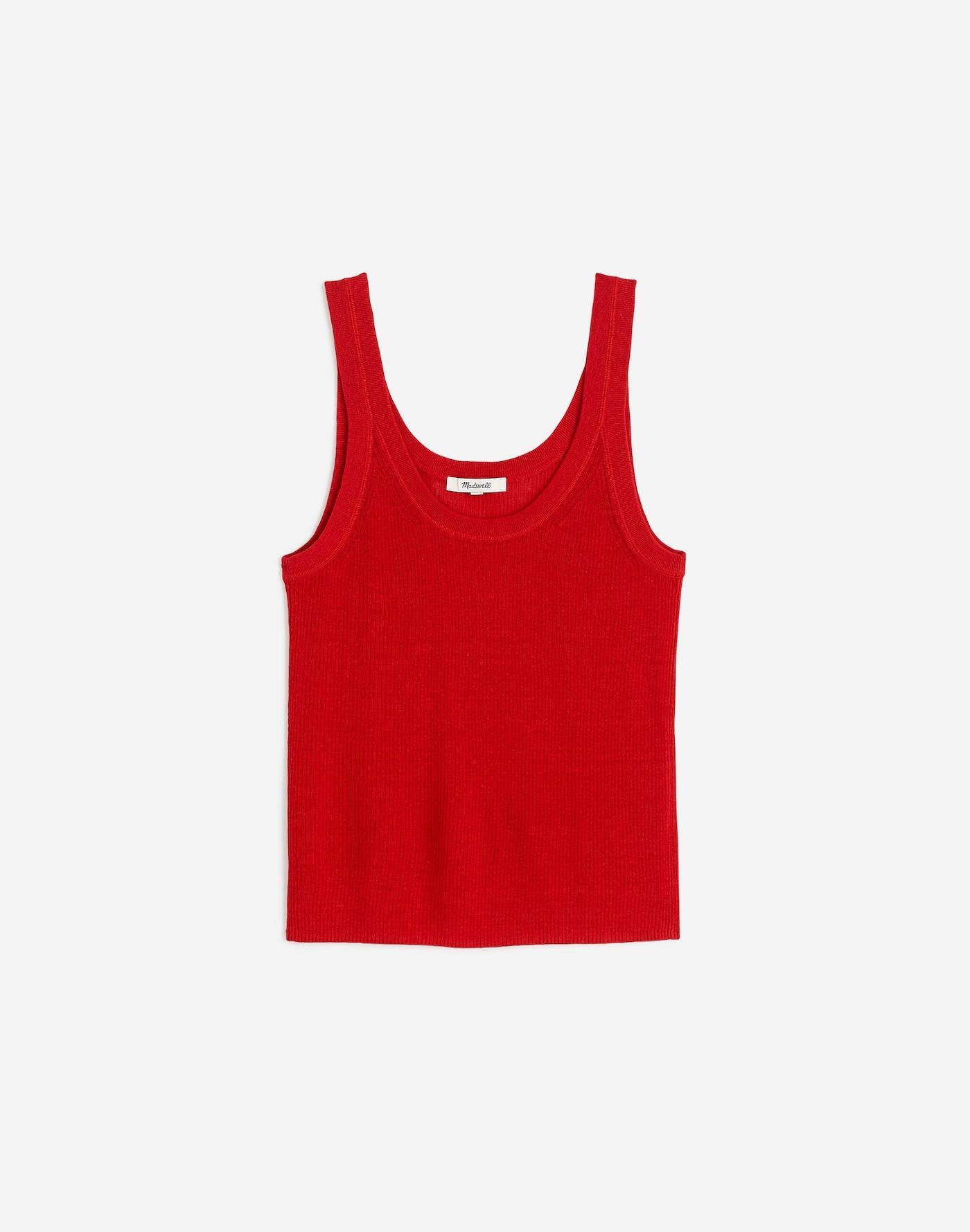 Linen-Blend Scoopneck Sweater Tank Product Image