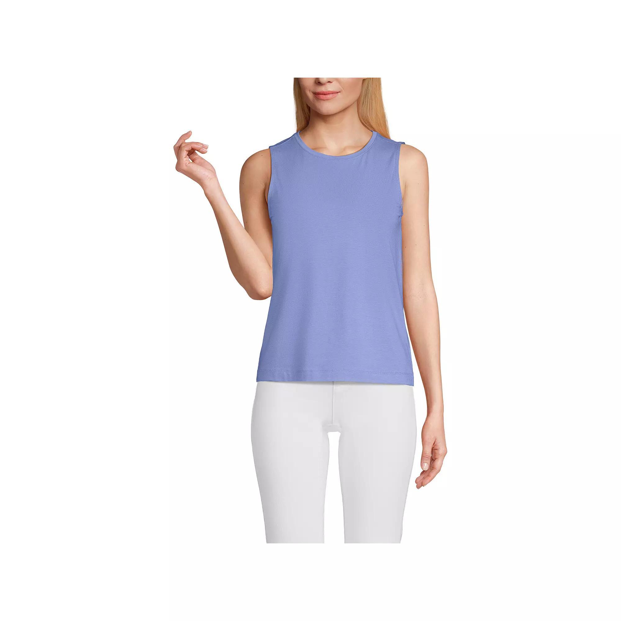 Women's Lands' End Lightweight Jersey Tank Top, Size: Large, Sweet Orange Stripe Product Image
