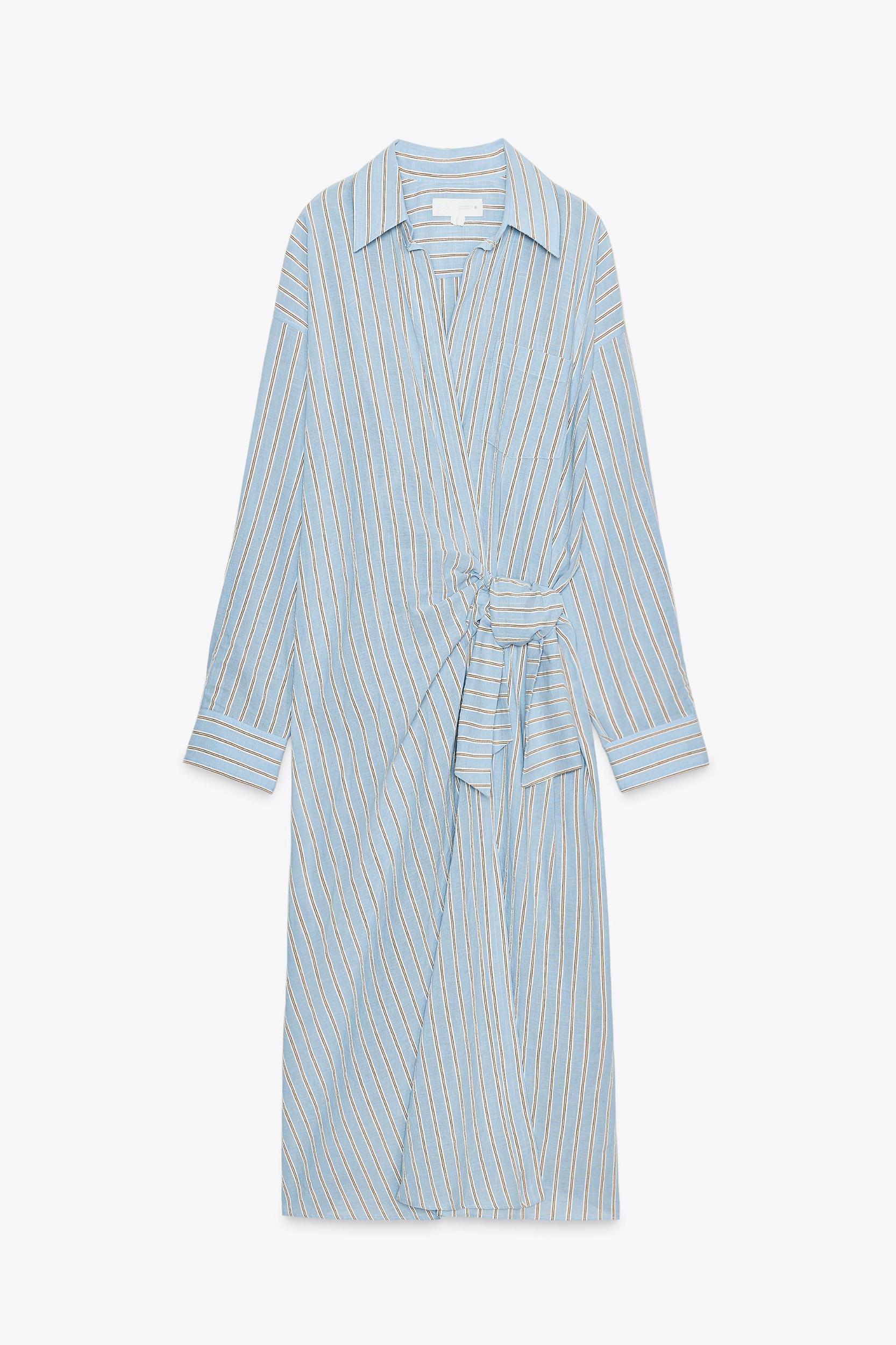 STRIPED WRAP DRESS ZW COLLECTION Product Image