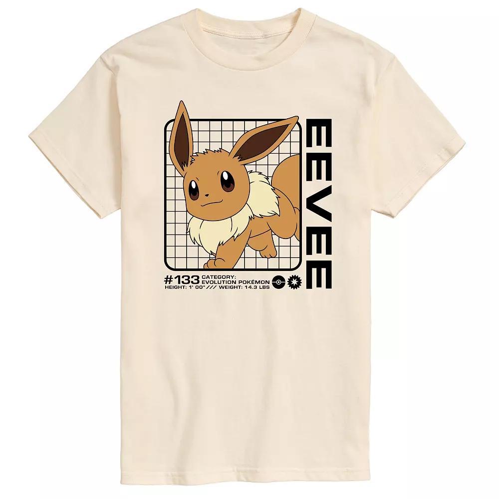 Men's Pokemon Eevee Stats Graphic Tee, Size: Large, Beige Product Image