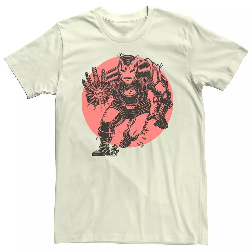 Men's Marvel Iron Man Retro Red Sun Tee, Size: Medium, Natural Product Image