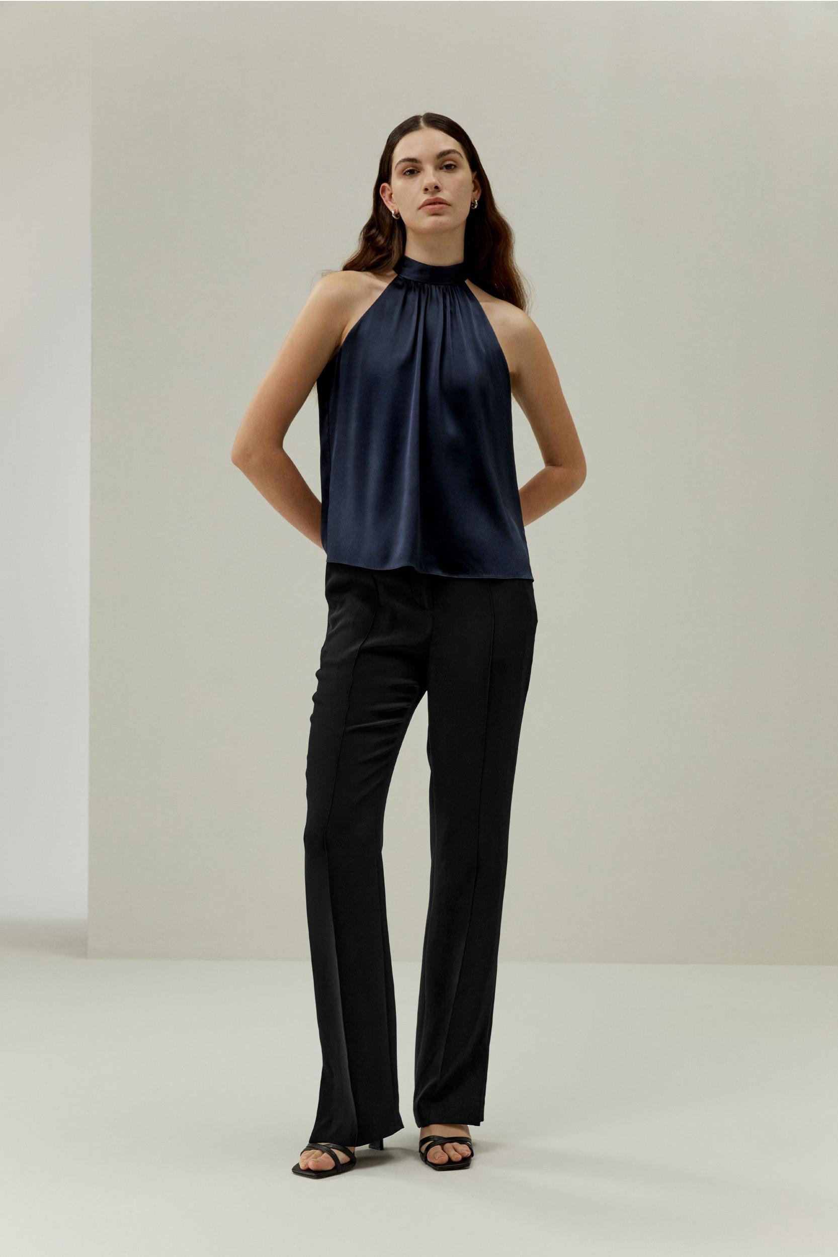 Minimalistic Allure Silk Halter Top Product Image