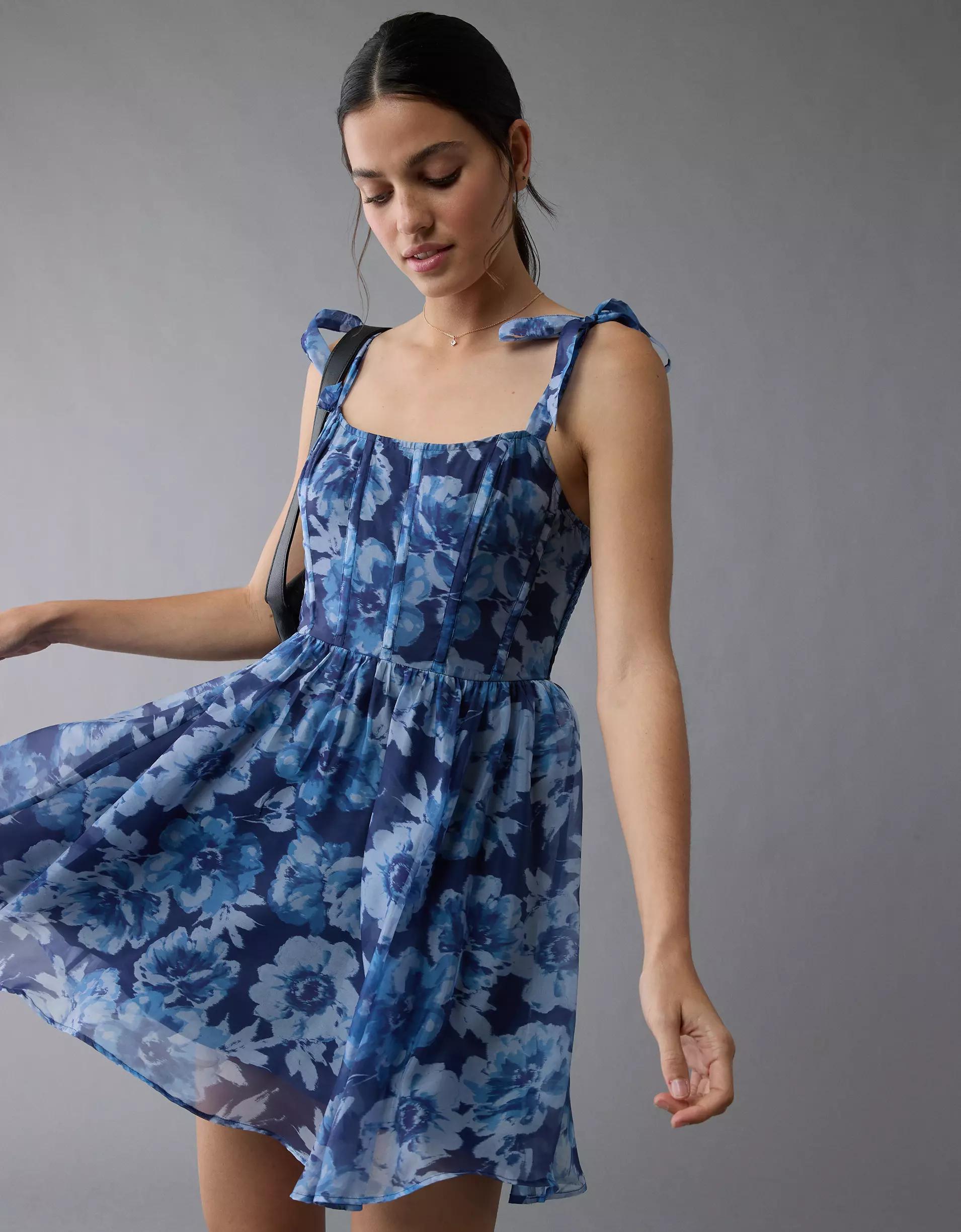 AE Corset Tie Strap Floral Mini Dress Product Image