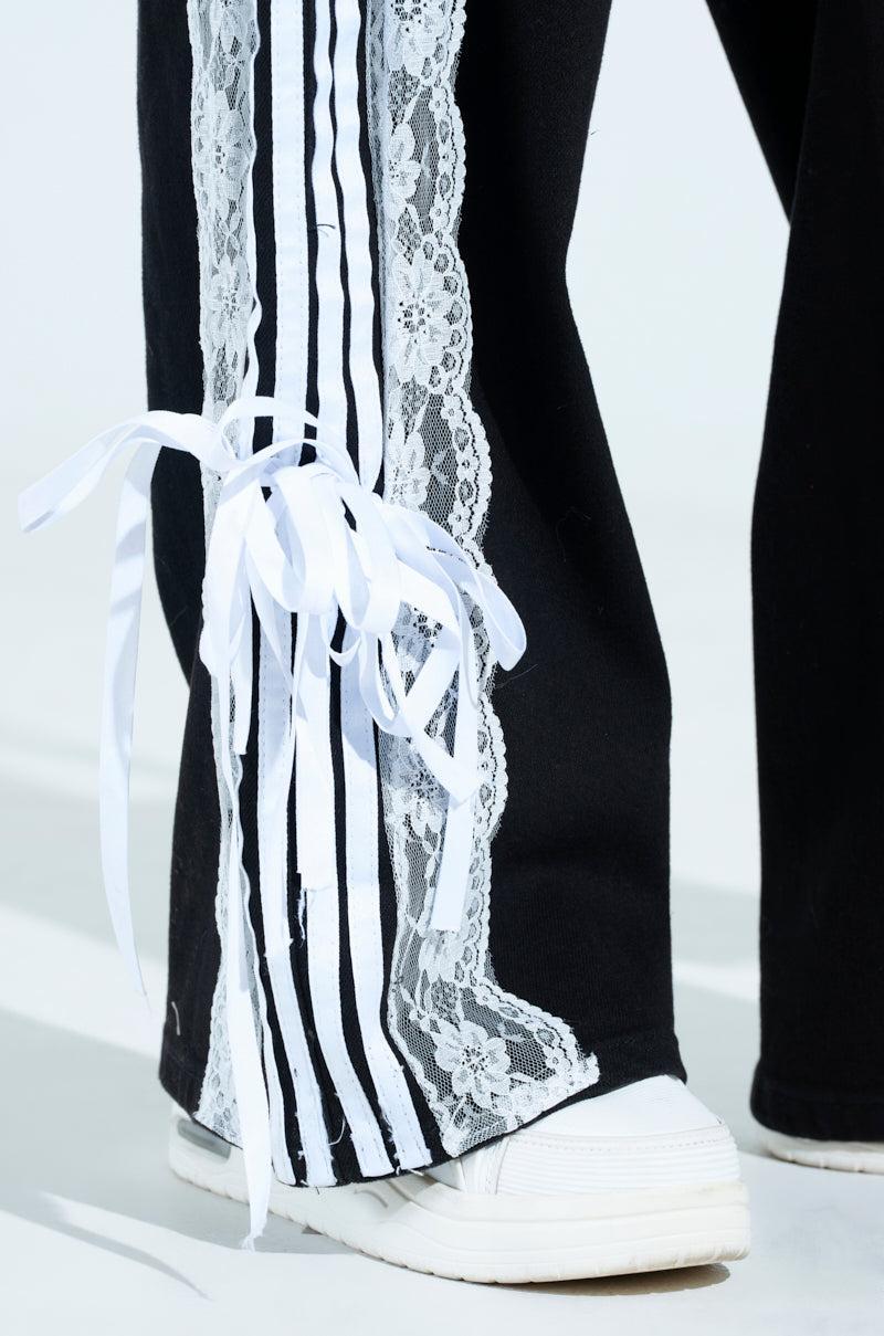 DYLAN LACE DETAIL WIDE LEG DENIM Product Image