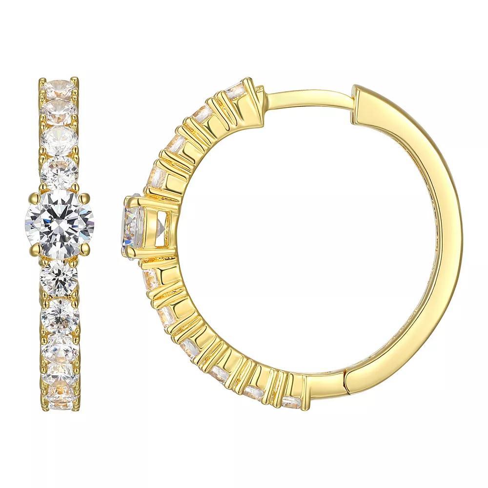 18k Gold Over Sterling Silver Lab-Created Moissanite Hoop Earrings, Women's, Gold Tone Product Image