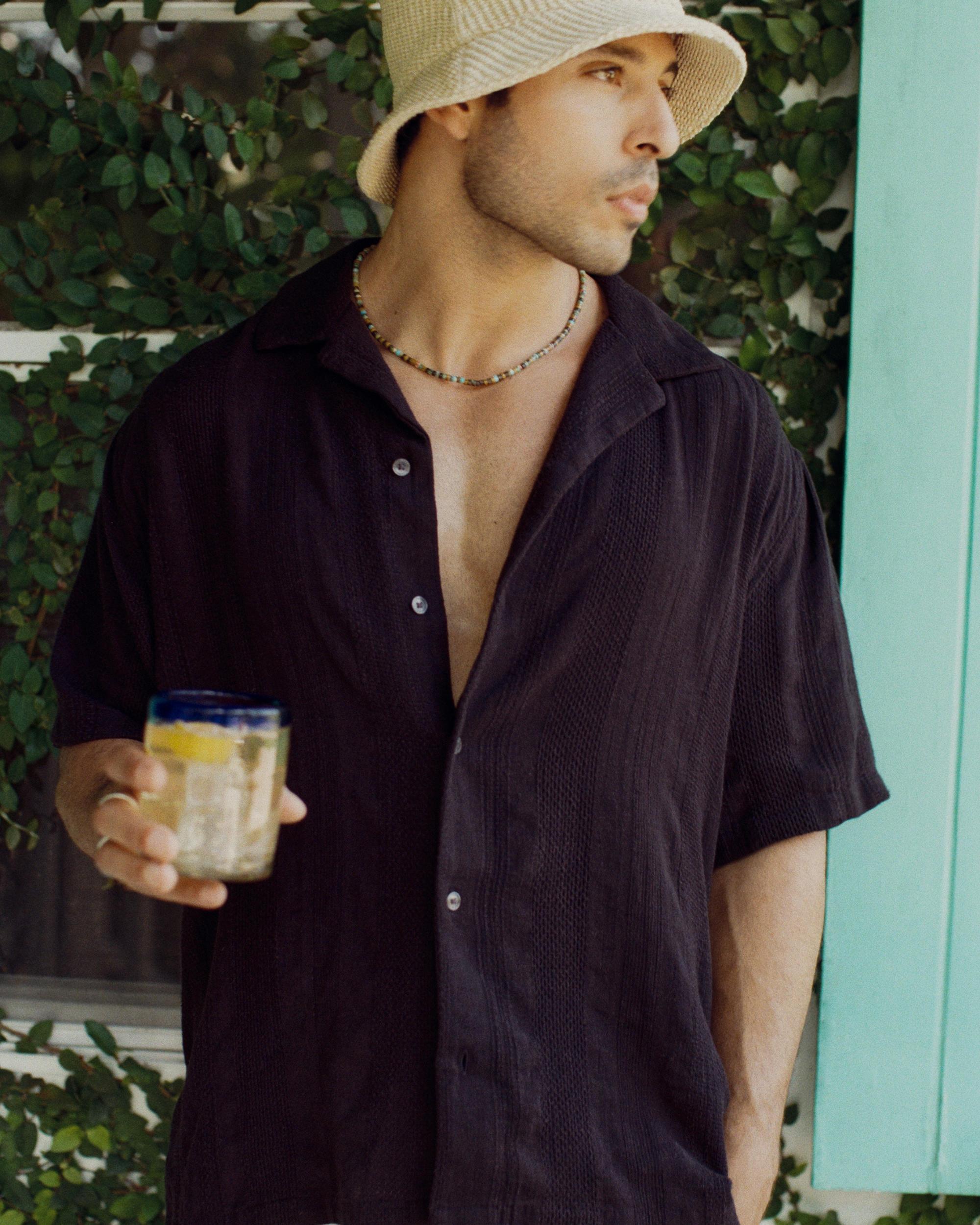 Camp Collar Linen-Blend Shirt Product Image