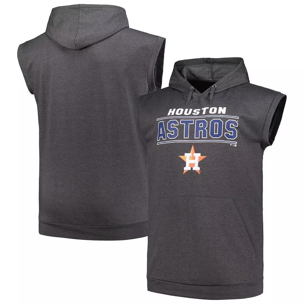 Men's Profile Heather Charcoal Houston Astros Big & Tall Muscle Sleeveless Pullover Hoodie, Size: 4XLT Product Image