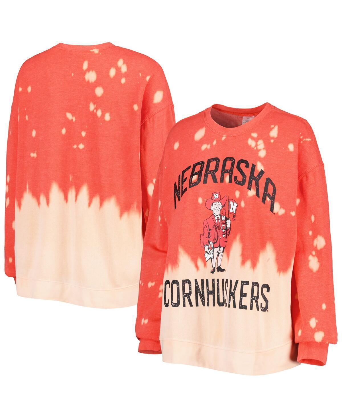 Women's Gameday Couture Red Nebraska Huskers Twice As Nice Faded Dip-Dye Pullover Long Sleeve Top, Size: XS Product Image