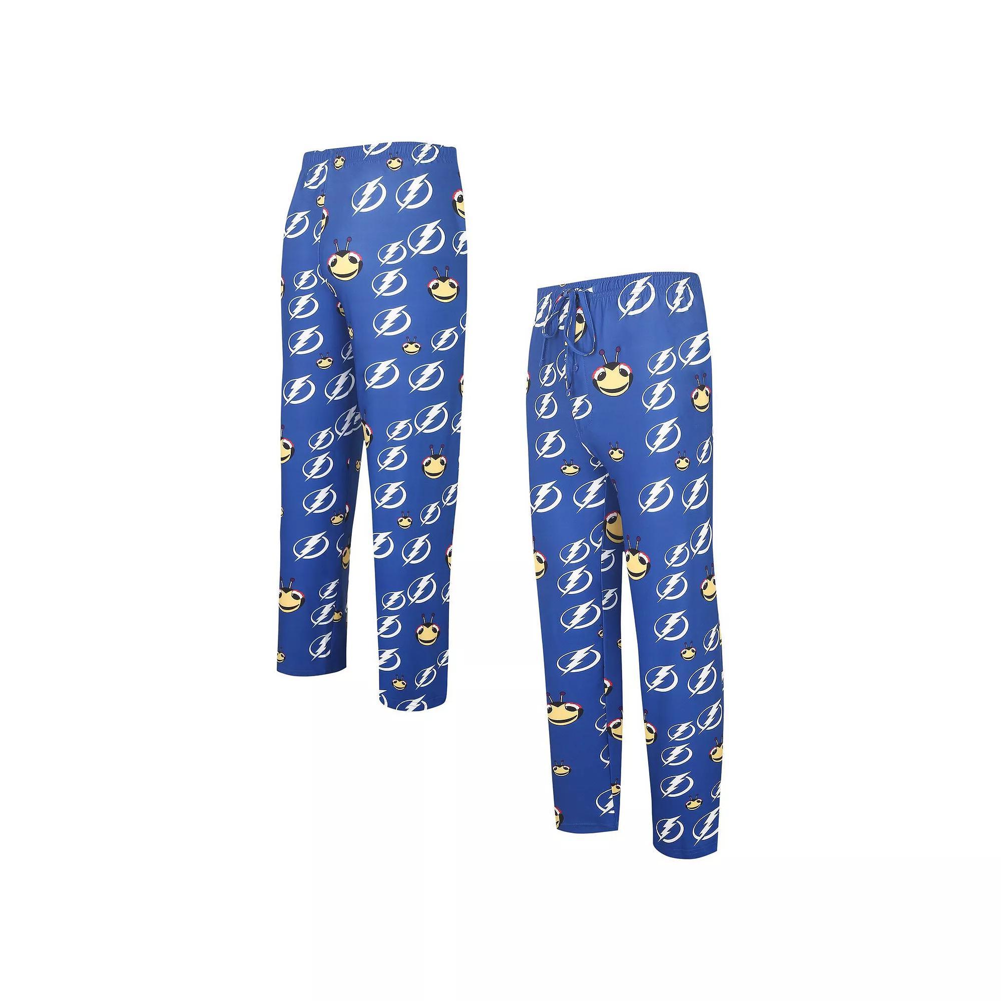 Mens Concepts Sport Blue Tampa Bay Lightning Gauge Allover Print Knit Sleep Pants Product Image