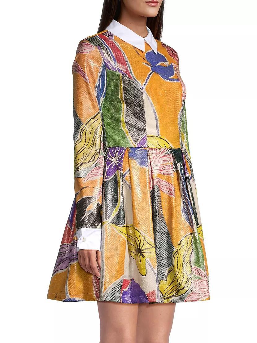 Floral Faux Leather Minidress Product Image