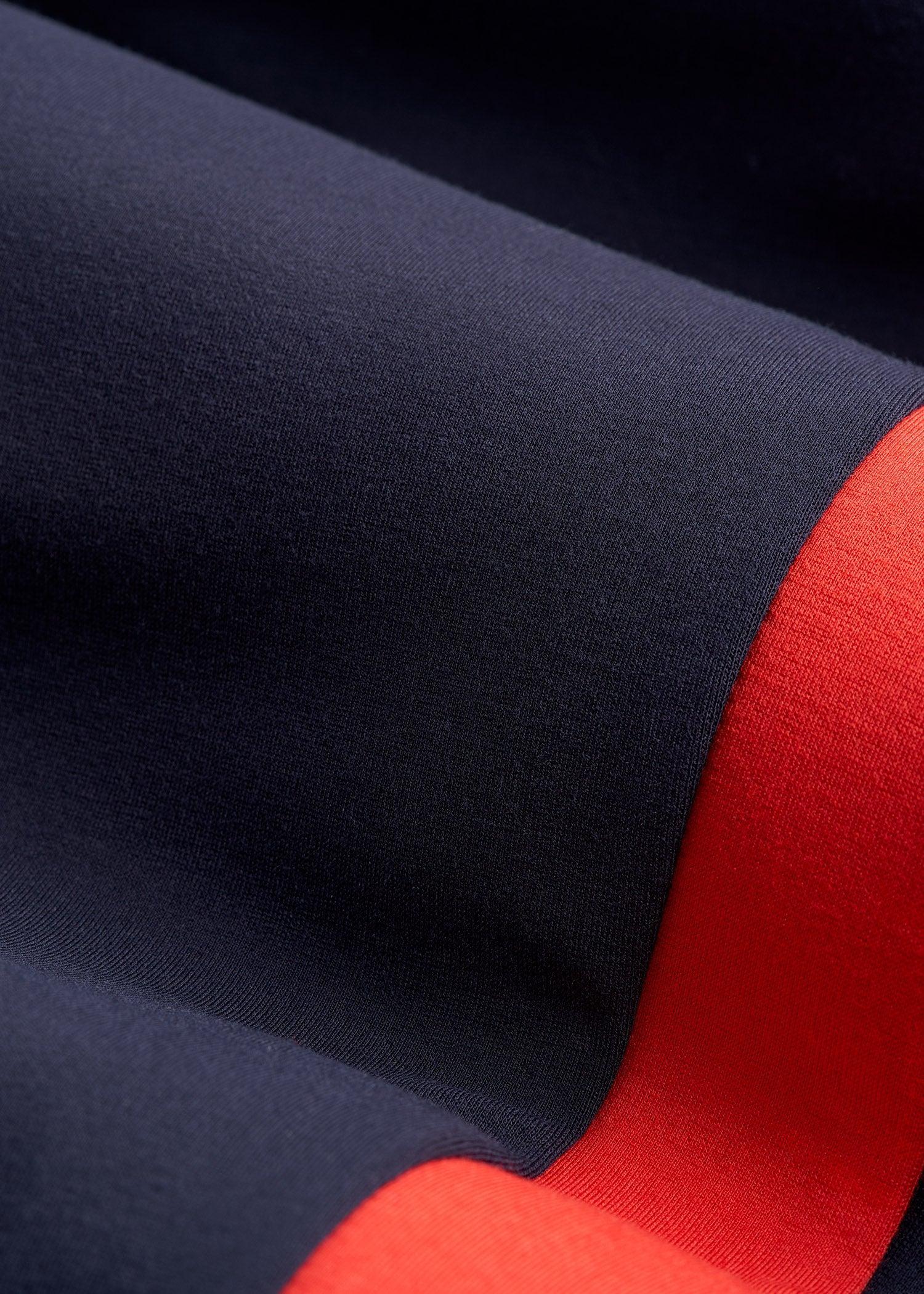 Pull On Tuxedo Stripe Pants for Tall Women in True Navy and Radiant Red Product Image