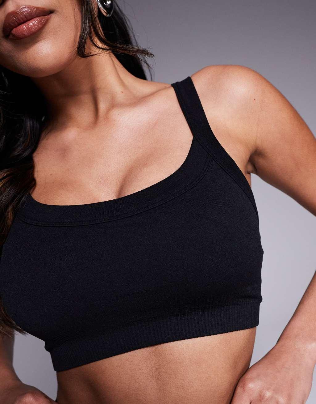 4505 Fuller Bust sculpting seamless medium support sports bra in black  Product Image