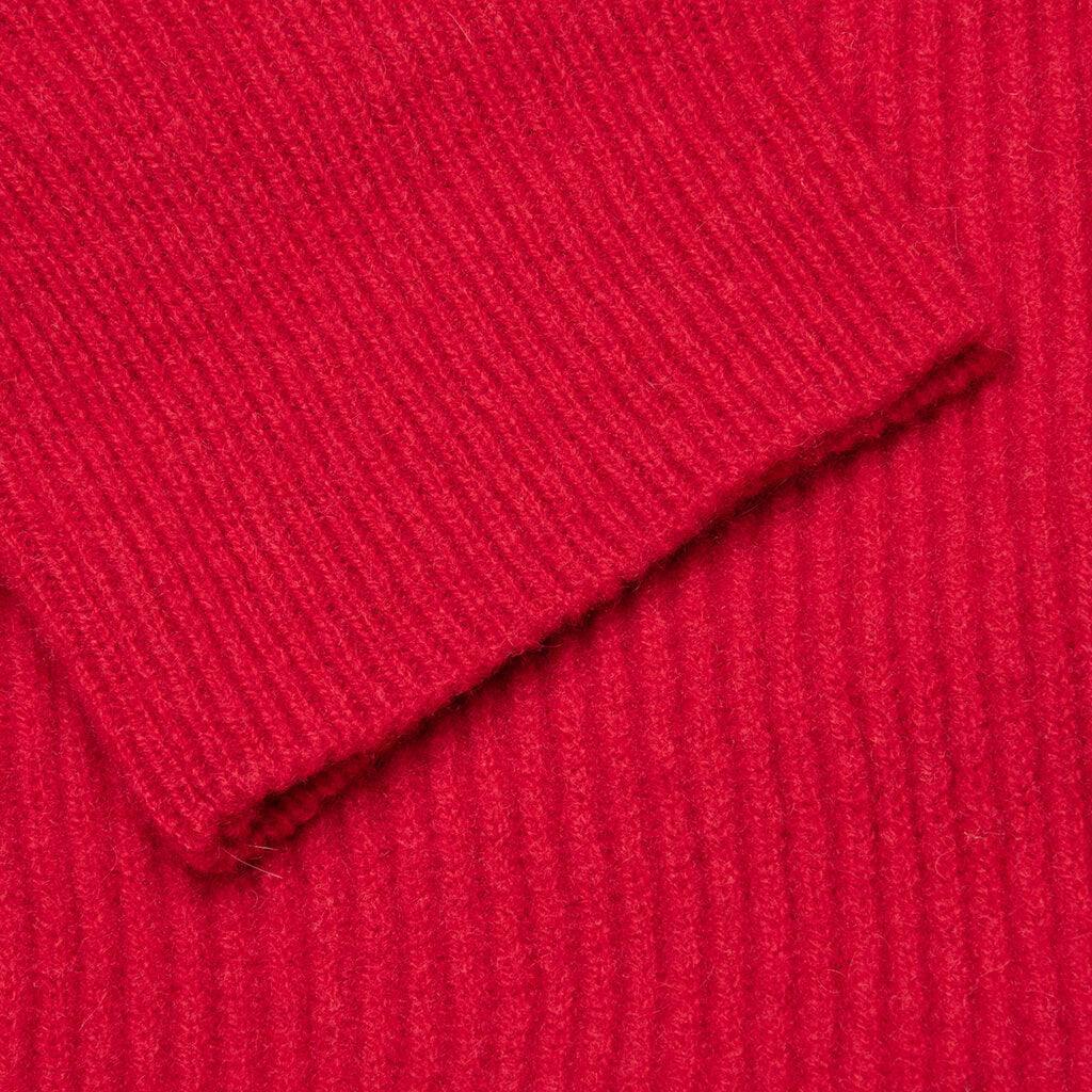 Big Ribbed Knit Cardigan With Fabric Lining - Red Male Product Image