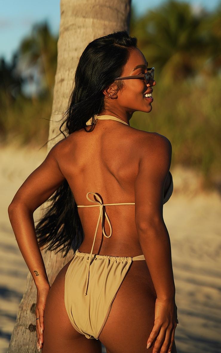 Stone Ruched Triangle Bikini Top Product Image