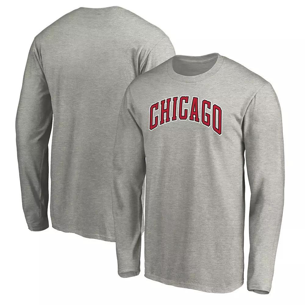 Mens Heathered Gray Chicago Bulls Alternate Team Logo Long Sleeve T-Shirt Product Image