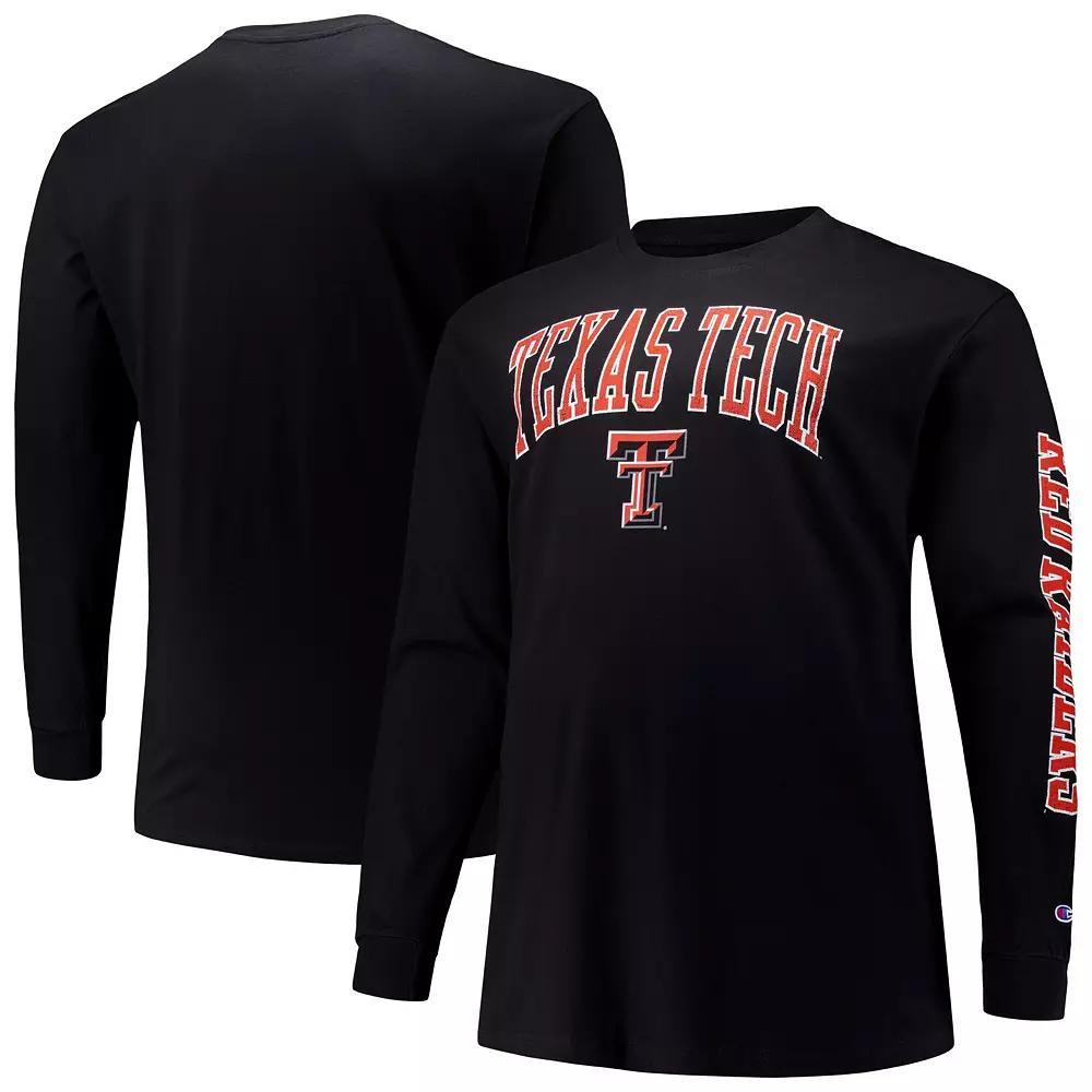 Men's Champion Black Texas Tech Red Raiders Big & Tall 2-Hit Long Sleeve T-Shirt, Size: 5XB Product Image