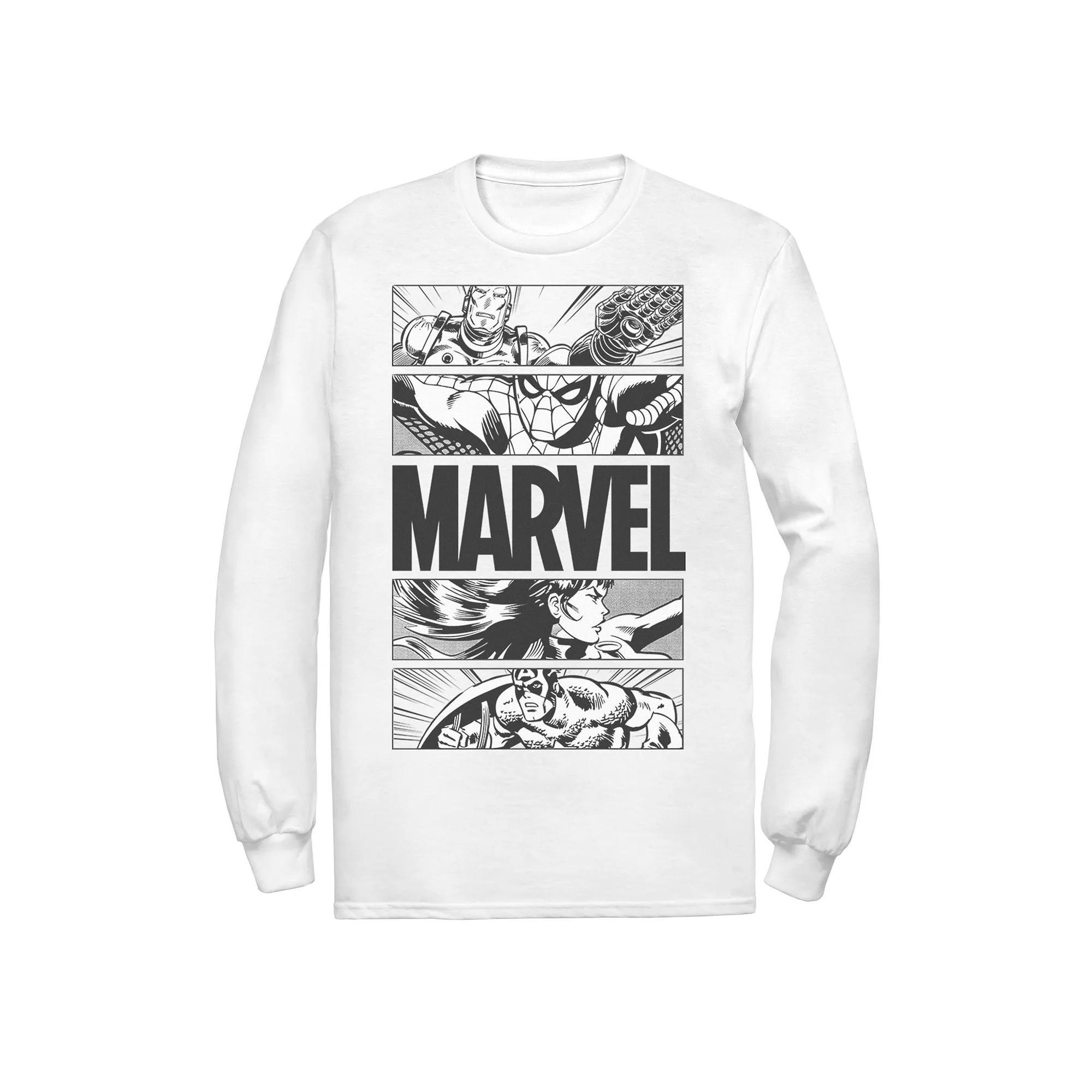 Men's Marvel Avengers Retro Action Panel Fill Tee, Boy's, Size: XXL, White Product Image