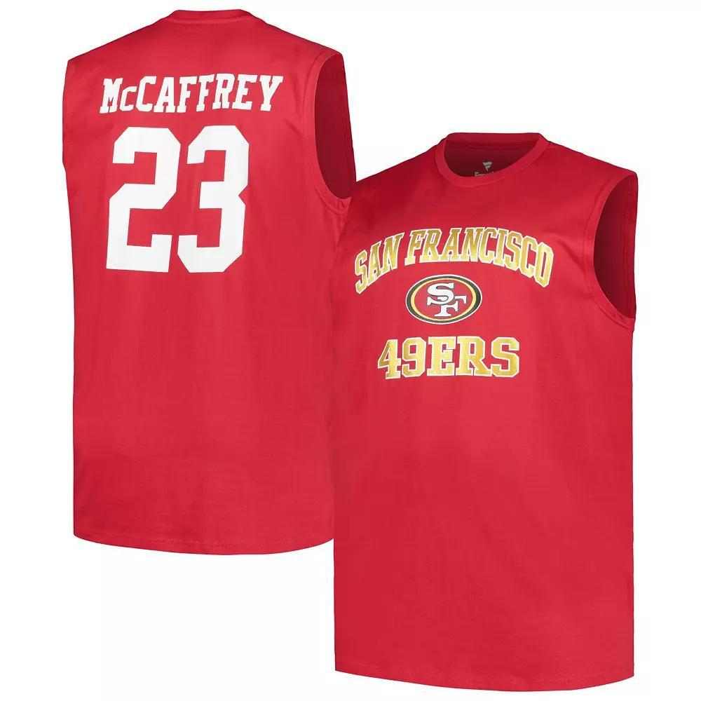 Men's Fanatics Christian McCaffrey Scarlet San Francisco 49ers Big & Tall Muscle Tank Top, Size: 3XLT, Red Product Image