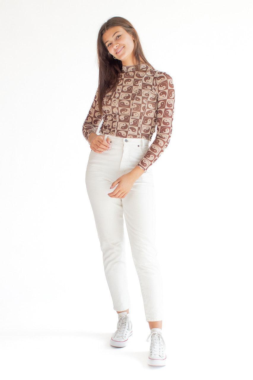 Yin Yang Mesh Contrast Stitch Top Product Image