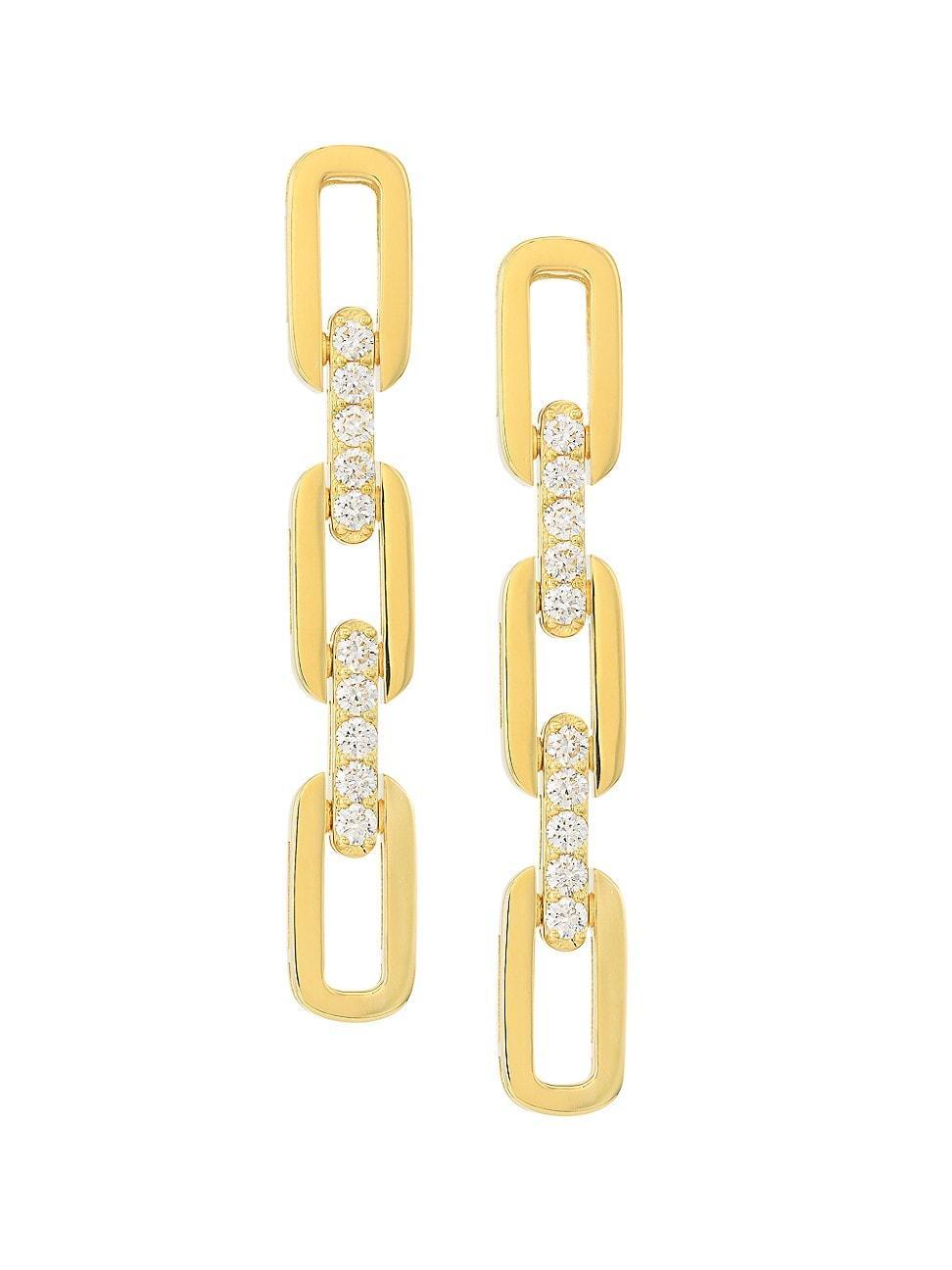 Roberto Coin 18K Yellow Gold Navarra Diamond Triple Link Drop Earrings Product Image