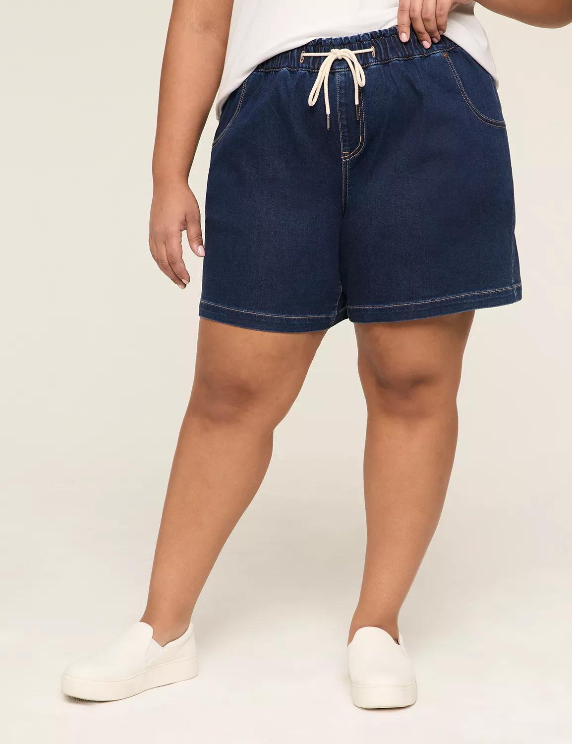 Pull-On Knit Denim Shorts - 5.5 Inseam Product Image