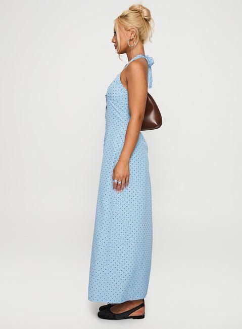 Mallorie Halter Maxi Dress Blue / Black Polka Product Image
