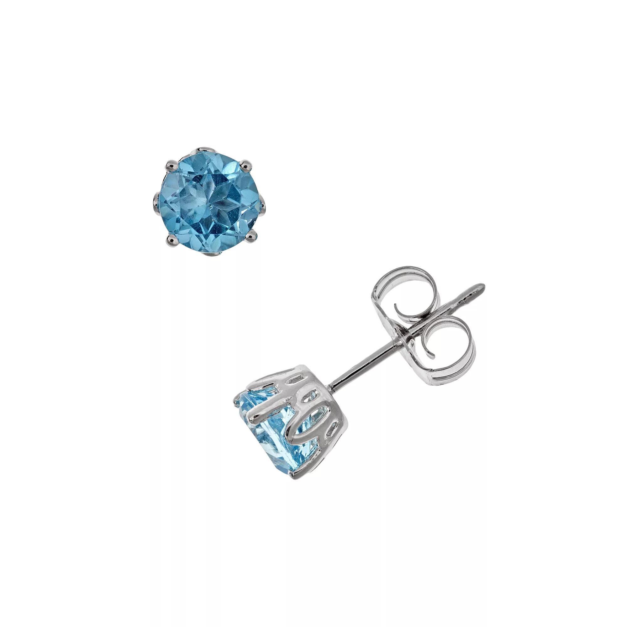 Celebration Gems Sterling Silver Aquamarine Stud Earrings, Women's, Blue Product Image