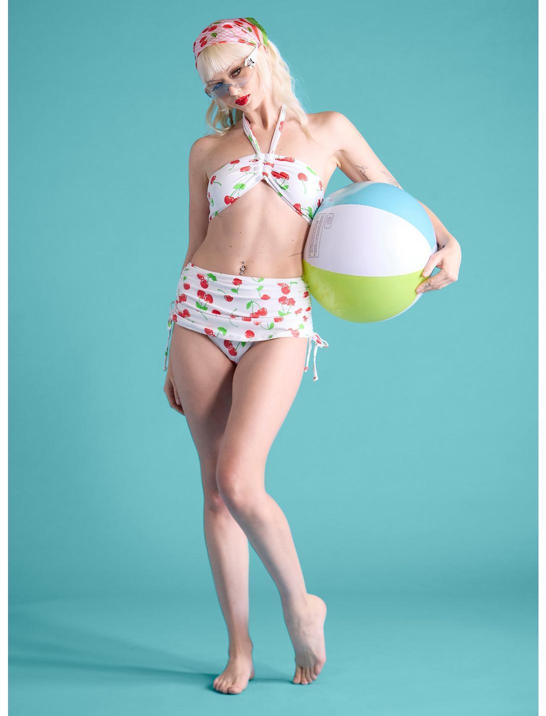 Cherry Shimmer Halter Swim Top Product Image