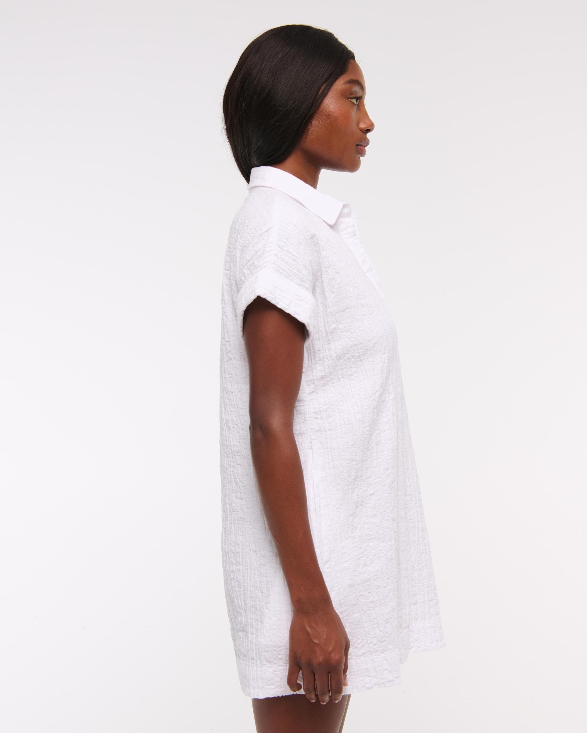 Textured Mini Shirt Dress Product Image