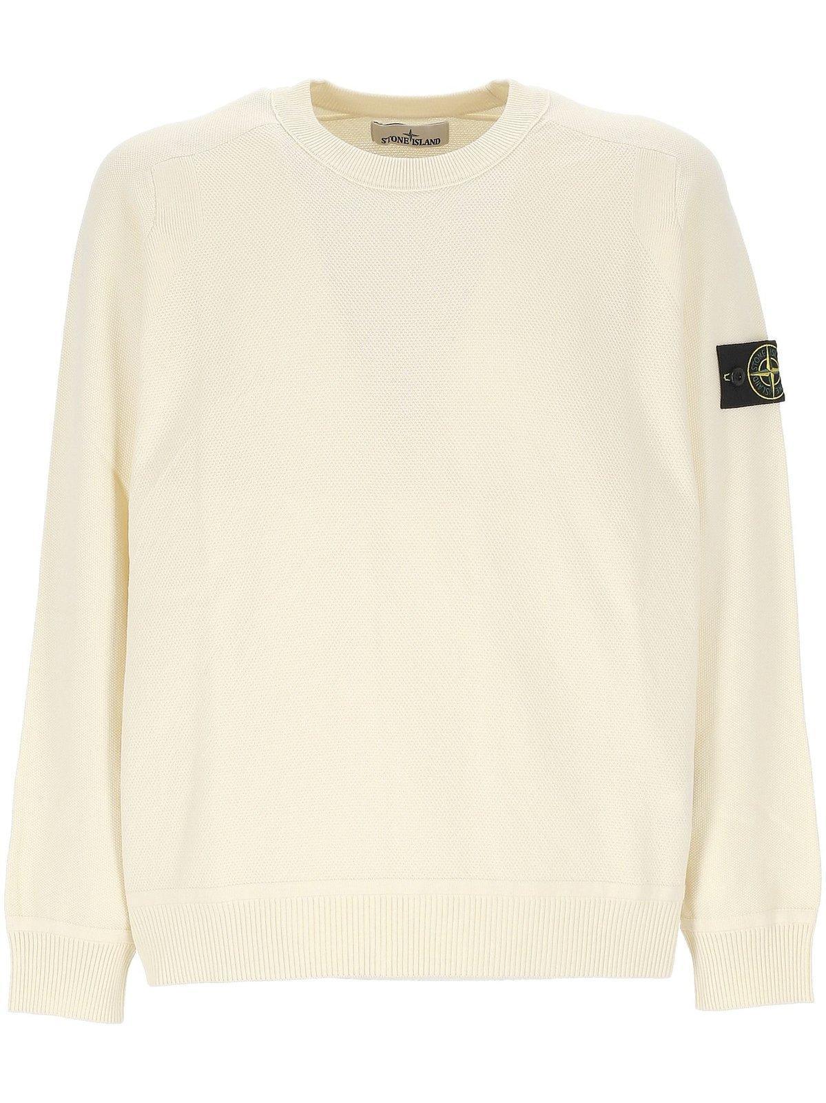STONE ISLAND Crew-neck Sweater In Cotton In Beige Product Image