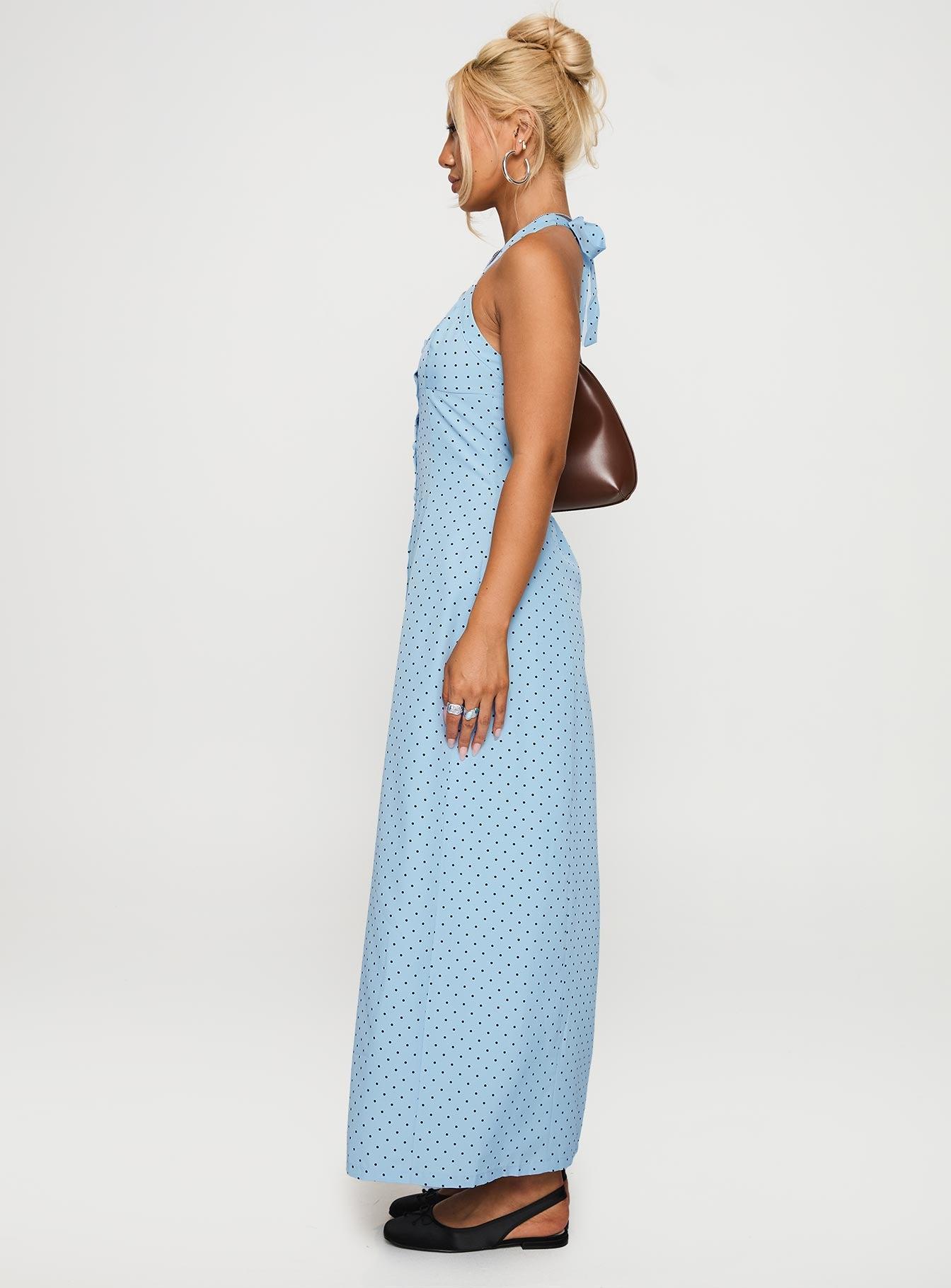 Mallorie Halter Maxi Dress Blue / Black Polka Product Image