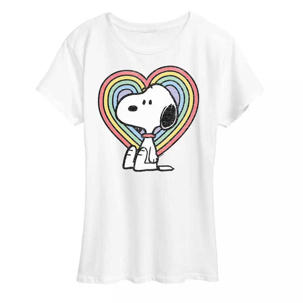 Womens Peanuts Snoopy Pastel Heart Graphic Tee, Girls Grey Royal Blue Product Image