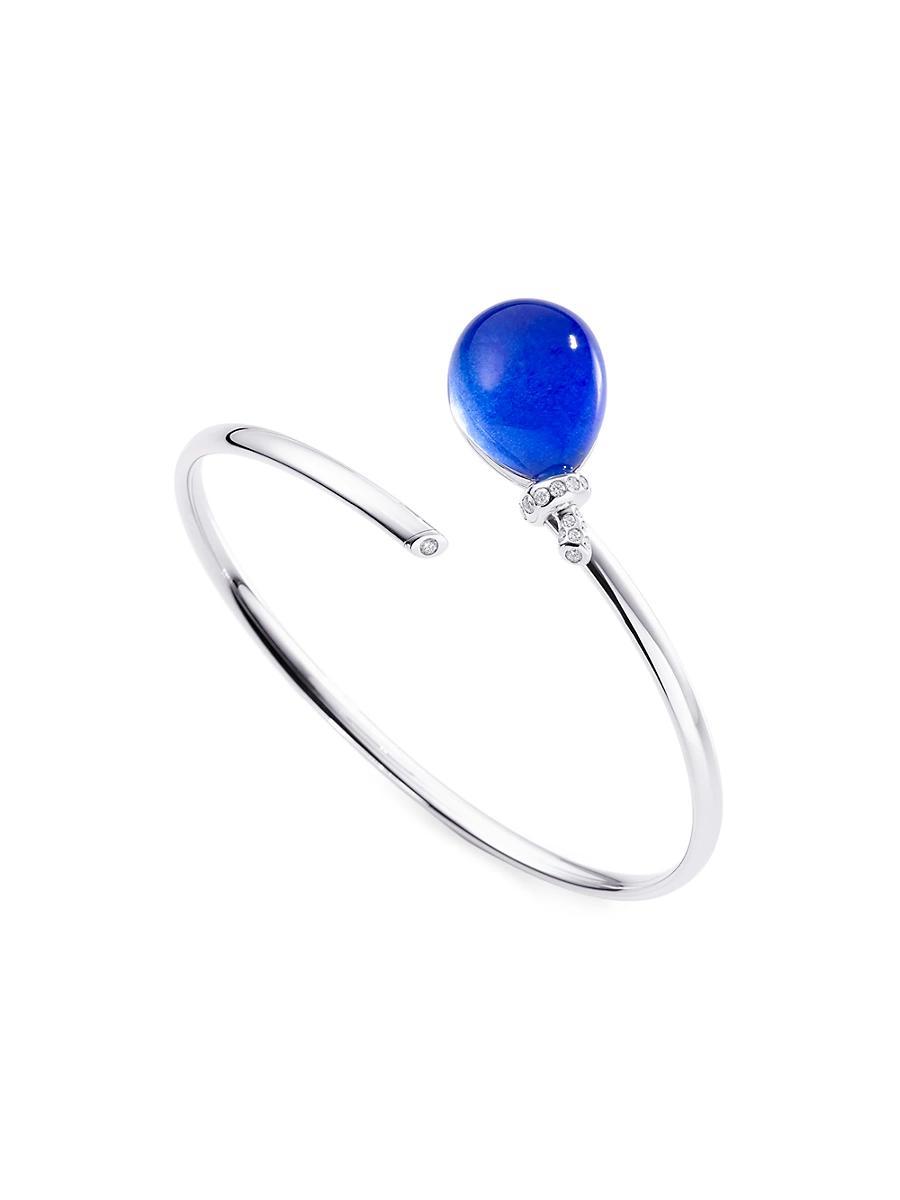 Womens Palloncini Mini 18K White Gold, 0.15 TCW Diamond, Lapis Lazuli & Rock Crystal Wrap Bracelet Product Image