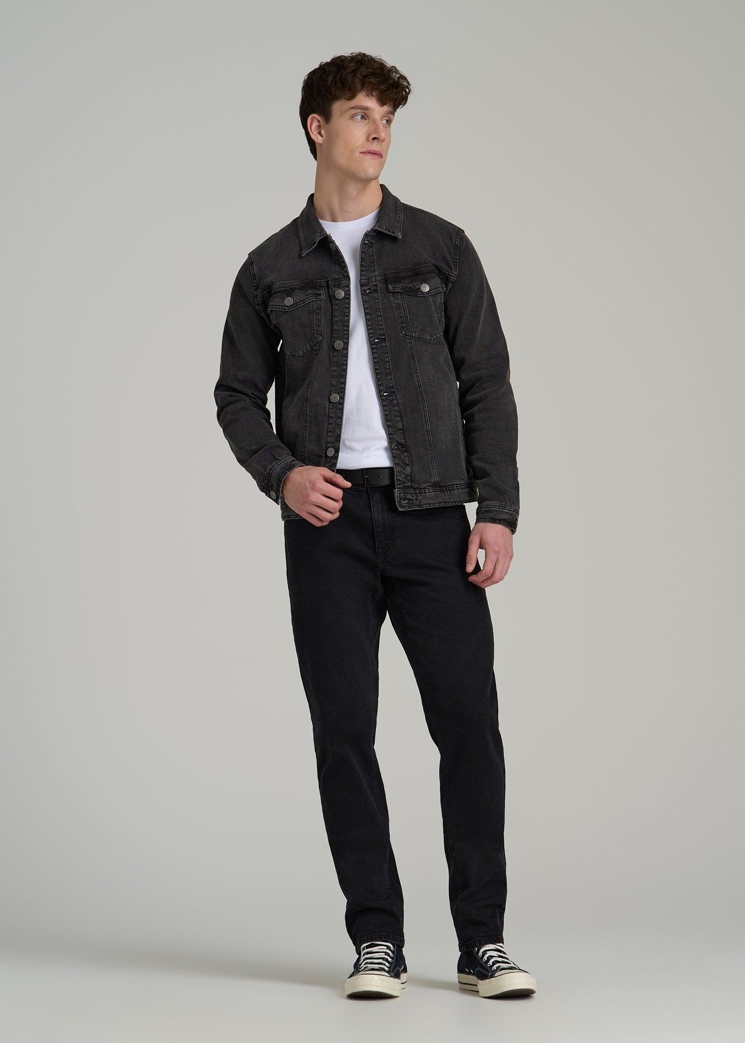 Men's Tall Denim Trucker Jacket in Washed Black Product Image