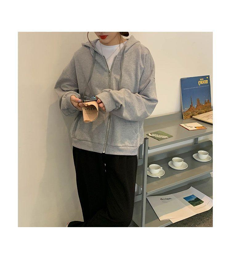 Plain Zip Hoodie Product Image
