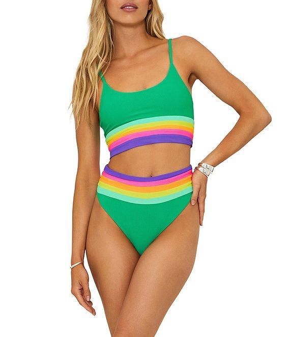 Beach Riot Millie Ribbed Colorblock High Waisted Swim Bottom Product Image